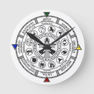 Wheel of the Year Zodiac Sabbats Runes Round Clock