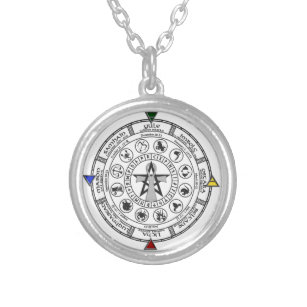 Wheel of the Year Zodiac Sabbats Runes Silver Plated Necklace