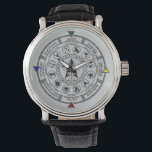 Wheel of the Year Zodiac Sabbats Runes Watch<br><div class="desc">This Pagan Wheel of the year depicts the 8 Holy Days or Sabbats with the Zodiac Signs and Elder Furtharc Runes and the Four Elements.</div>
