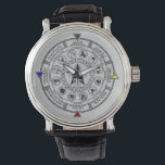 Wheel of the Year Zodiac Sabbats Runes Watch<br><div class="desc">This Pagan Wheel of the year depicts the 8 Holy Days or Sabbats with the Zodiac Signs and Elder Furtharc Runes and the Four Elements.</div>