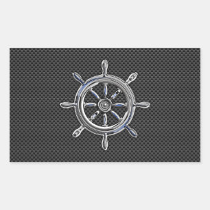 Wheel on Carbon Fiber style Rectangular Sticker