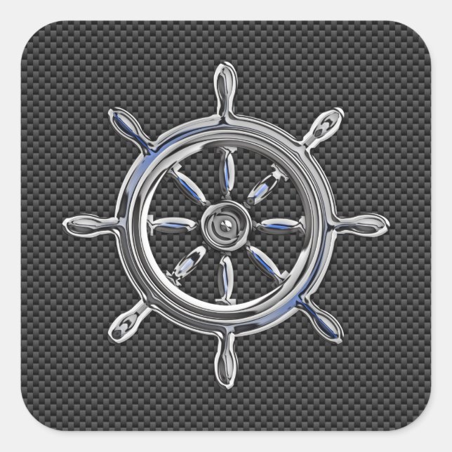 Wheel on Carbon Fiber style Square Sticker (Front)