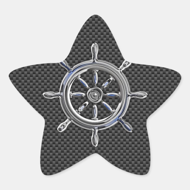 Wheel on Carbon Fiber style Star Sticker (Front)