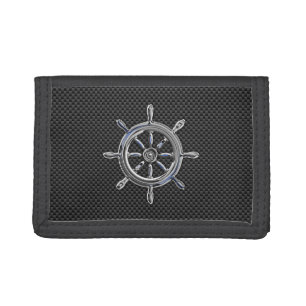 Wheel on Carbon Fiber style Trifold Wallet