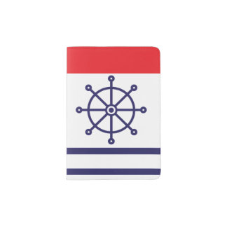 Wheel Red Blue Strips Custom Passport Holder