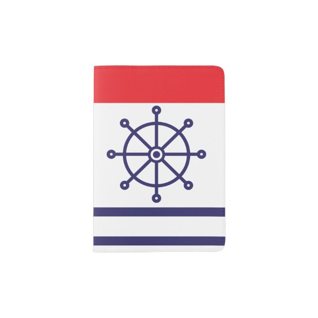 Wheel Red Blue Strips Custom Passport Holder (Front)