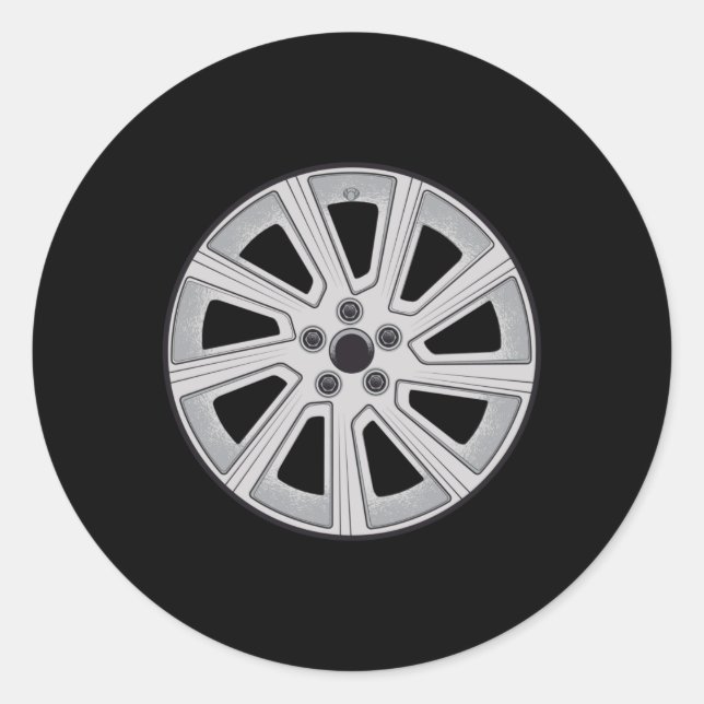 Wheel Rim Classic Round Sticker (Front)