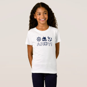 Wheel Sailboat Anchor Ahoy! Dark Blue T-Shirt
