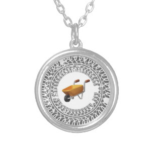 wheelbarrow drift, burnout silver plated necklace