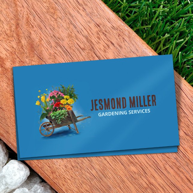 Wheelbarrow Flowers - Gardening Services Art Business Card (Creator Uploaded)