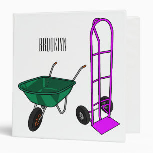 Wheelbarrow & hand trolley cartoon illustration 3 ring binder