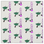 Wheelbarrow &amp; hand trolley cartoon illustration fabric