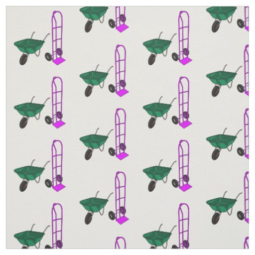 Wheelbarrow & hand trolley cartoon illustration fabric