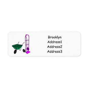 Wheelbarrow & hand trolley cartoon illustration label
