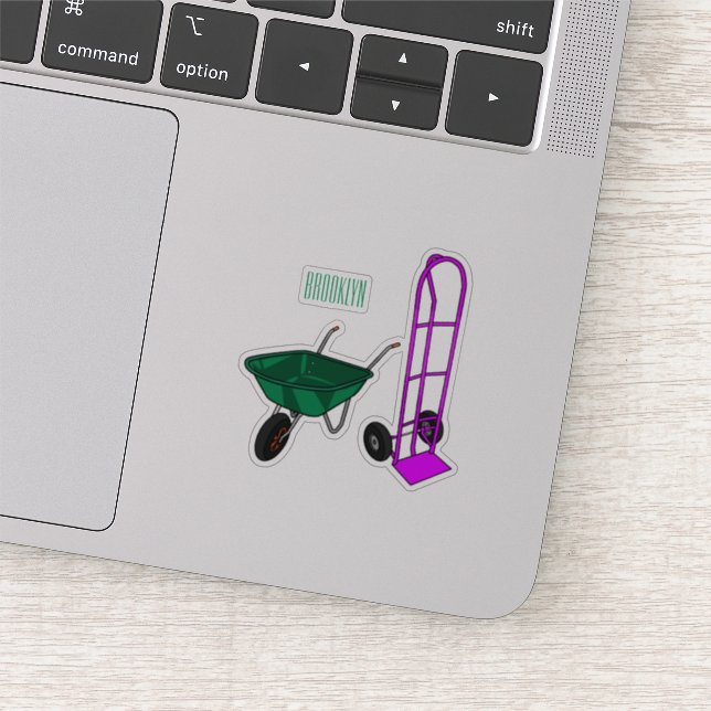 Wheelbarrow & hand trolley cartoon illustration sticker (Detail)