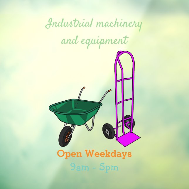 Wheelbarrow & hand trolley cartoon illustration window cling (Sheet 3)
