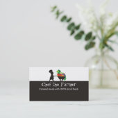 wheelbarrow man chef giant vegetables business ... business card (Standing Front)
