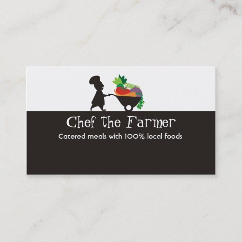 wheelbarrow man chef giant vegetables business ... business card