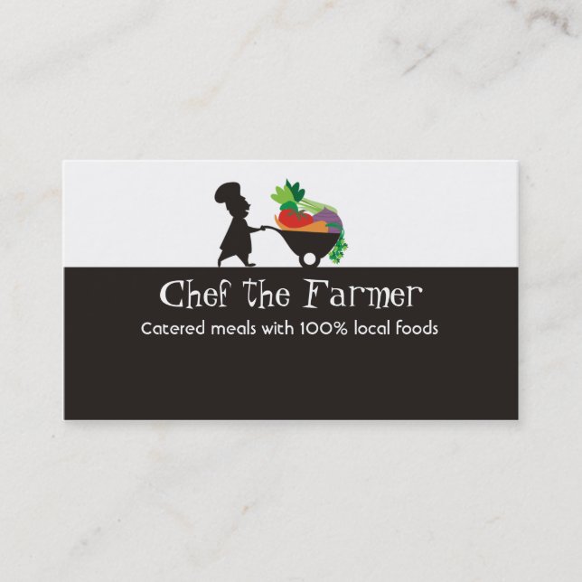 wheelbarrow man chef giant vegetables business ... business card (Front)