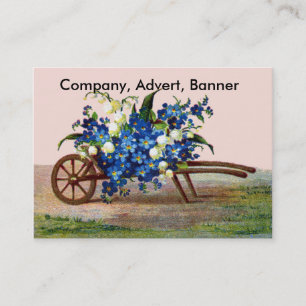 Wheelbarrow of Blue and White Flowers Business Card