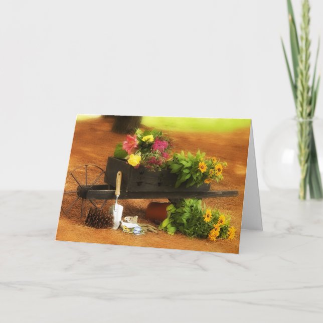 Wheelbarrow of Flowers Card (Front)