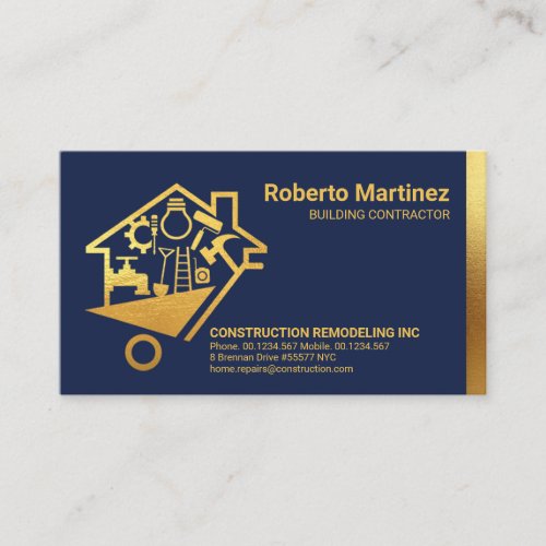 Wheelbarrow Of Gold Tools Construction Business Card