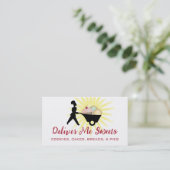 wheelbarrow woman baker giant sweets business c... business card (Standing Front)