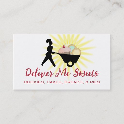 Customizable wheelbarrow woman baker giant sweets business c... business cards