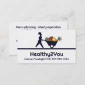 wheelbarrow woman chef giant vegetables busines... business card (Front/Back)