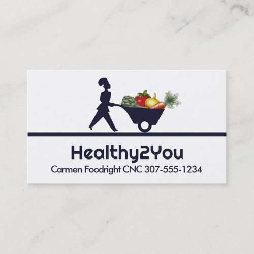 wheelbarrow woman chef giant vegetables busines... business card templates