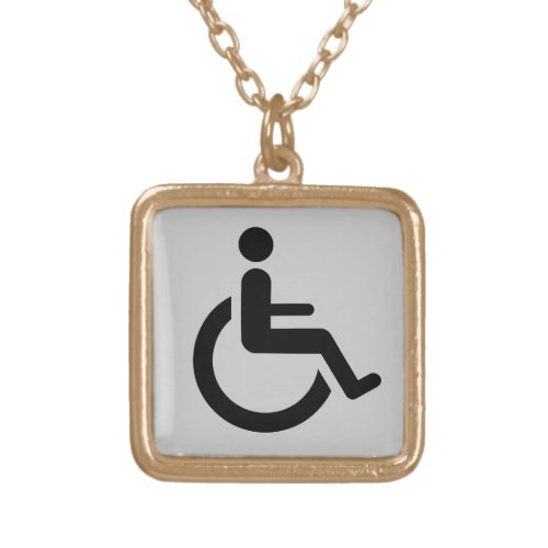 Wheelchair Access _ Handicap Chair Symbol Gold Plated Necklace