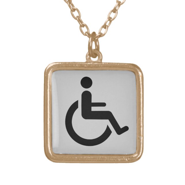 Wheelchair Access - Handicap Chair Symbol Gold Plated Necklace (Front)