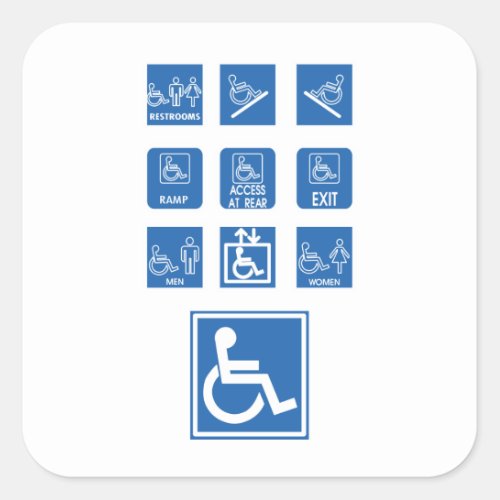 Wheelchair Accessibility Signs Square Sticker