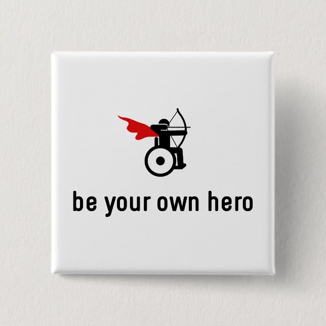 Wheelchair Archery Hero Pinback Button (Front)