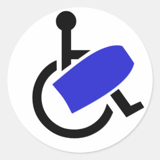 Wheelchair Bodyboarder Classic Round Sticker