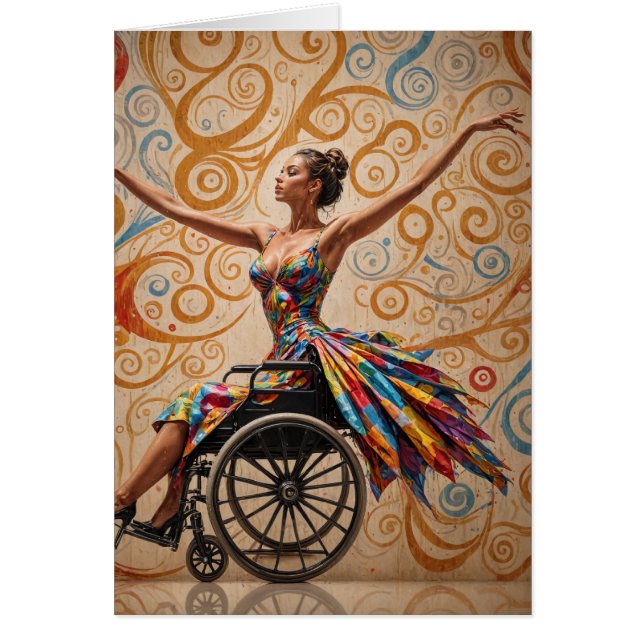 Wheelchair Dancing Lady All Occasions Greeting  (Front)