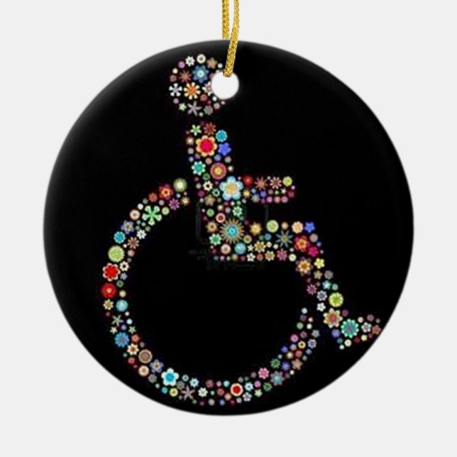 wheelchair_funky_zazzle.jpeg ceramic ornament (Front)