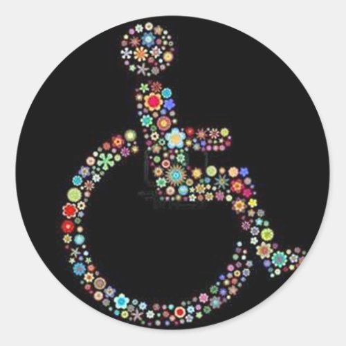 wheelchair_funky_zazzlejpeg classic round sticker