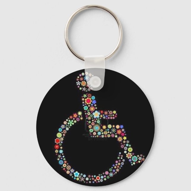 wheelchair_funky_zazzle.jpeg keychain (Front)