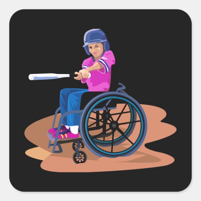 Wheelchair Girl Ball.png Square Sticker (Front)