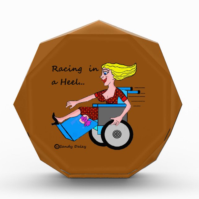 Wheelchair Girl in Heel Amputee Brown Plaque (Front)