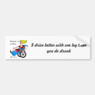 Wheelchair Girl in Heel Amputee Bumper Sticker