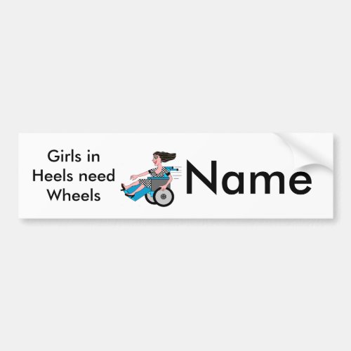 Wheelchair Girl in Heels Bumper Sticker
