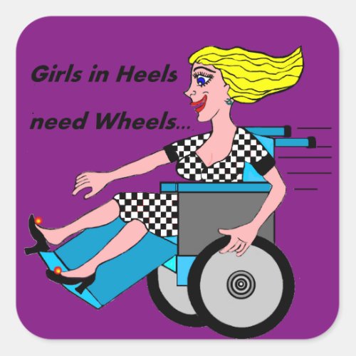 Wheelchair Girl in Heels Square Sticker