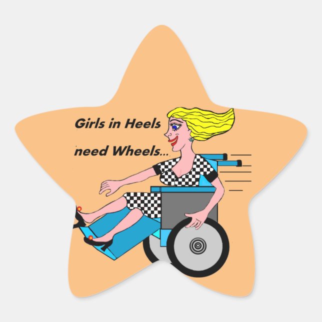 Wheelchair Girl in Heels Star Sticker (Front)