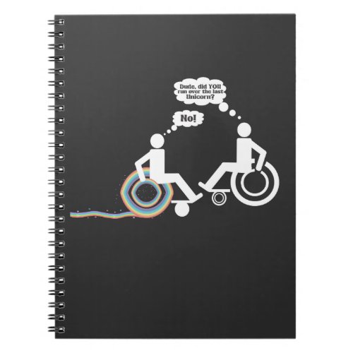 Wheelchair Joke Disability Unicorn Handicap Humor Notebook