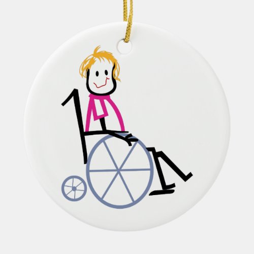 Wheelchair Kid Ceramic Ornament