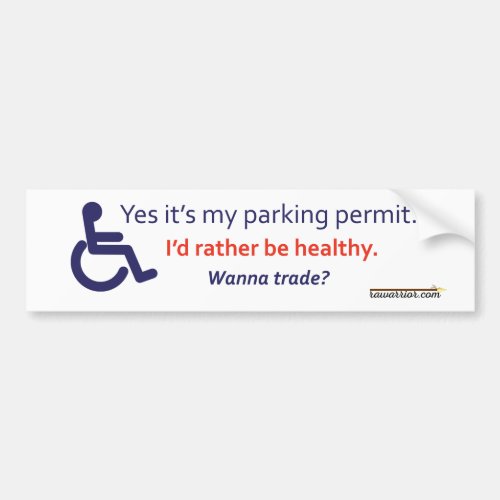 Wheelchair Parking with Invisible Illness Bumper Sticker