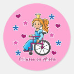 Wheelchair Princess Classic Round Sticker at Zazzle