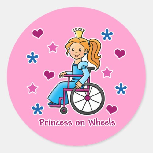 Wheelchair Princess Classic Round Sticker